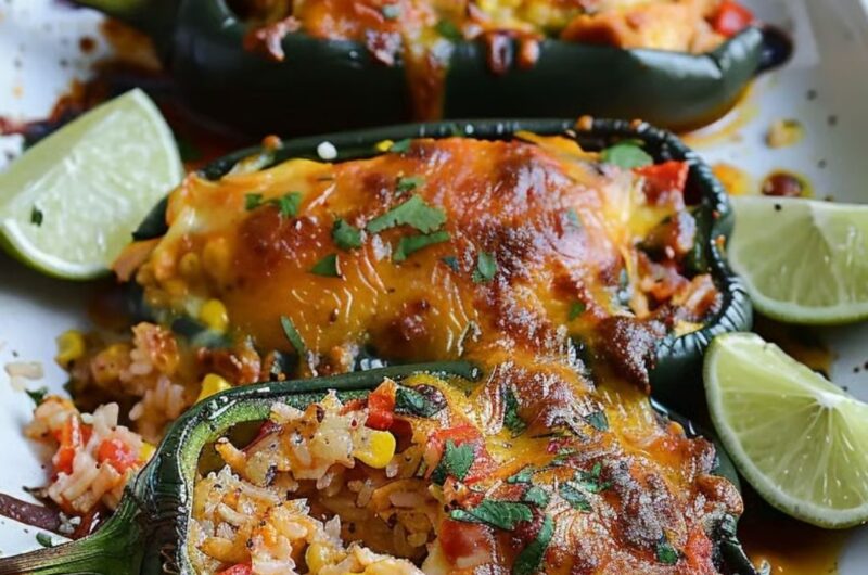 Chicken Stuffed Poblano Peppers