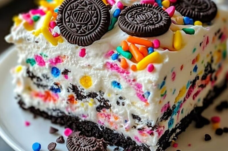 Easy No-Bake Funfetti Oreo Icebox Cake Recipe