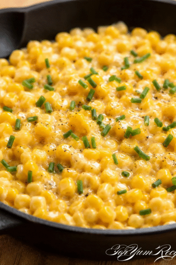 Honey Butter Skillet Corn with sweet corn kernels coated in buttery honey sauce