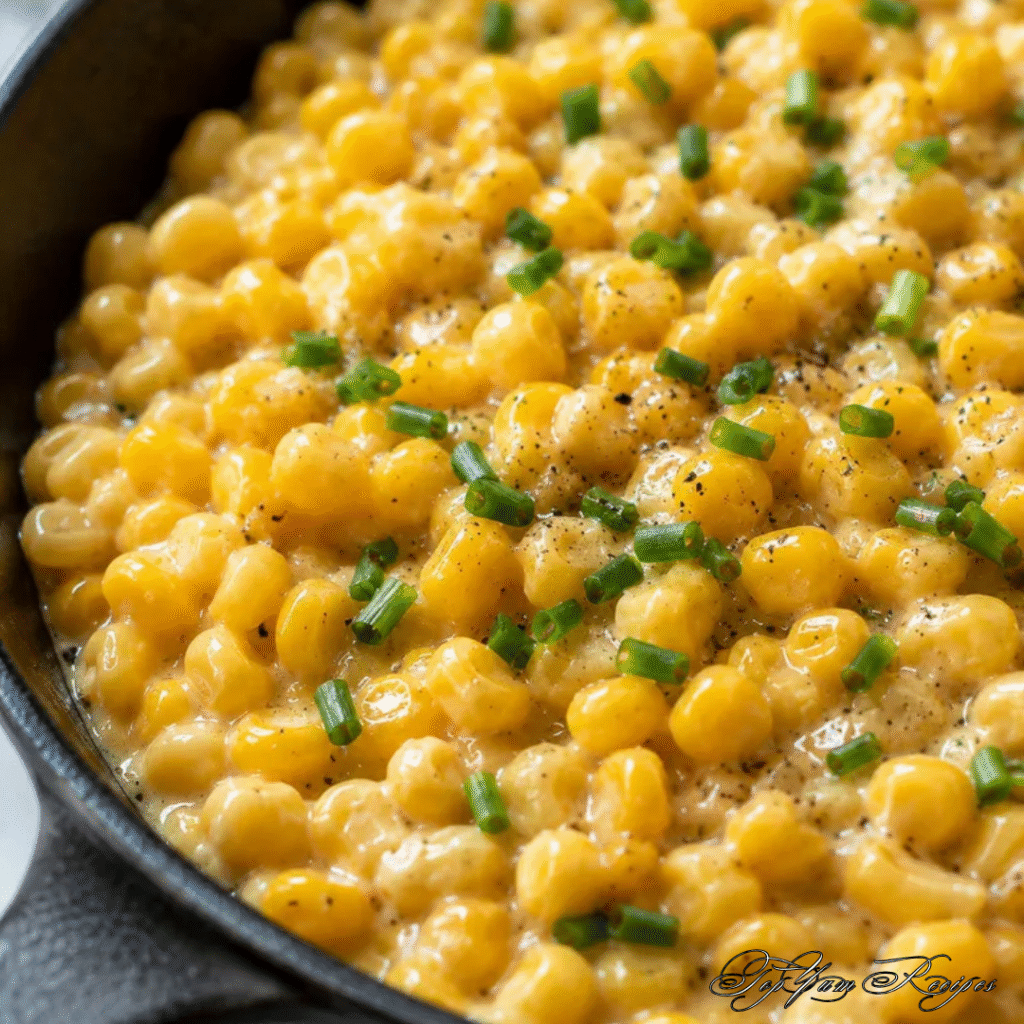 Honey Butter Skillet Corn with sweet corn kernels coated in buttery honey sauce