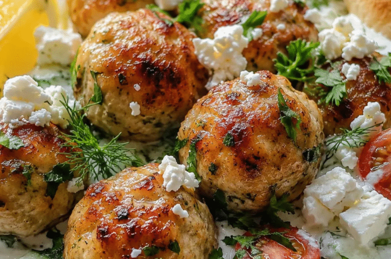 Juicy Greek Chicken Meatballs with Fresh Tzatziki