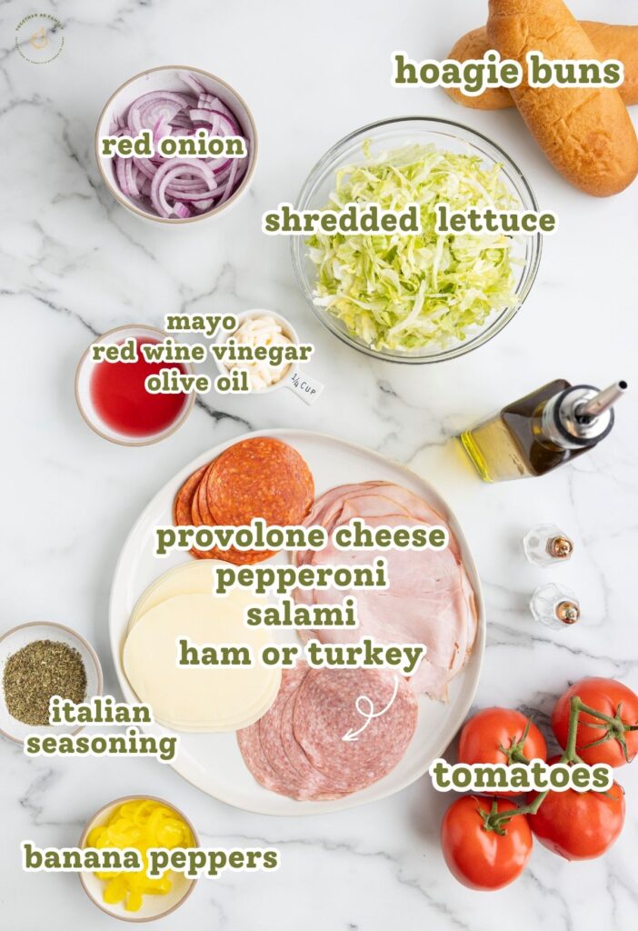 Ingredients for Viral TikTok Chopped Italian Sandwich Bake