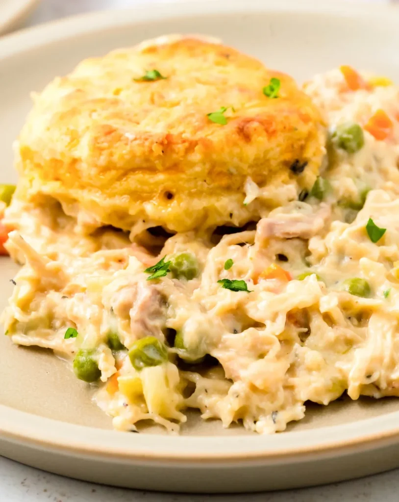 Creamy Chicken Casserole with Biscuits