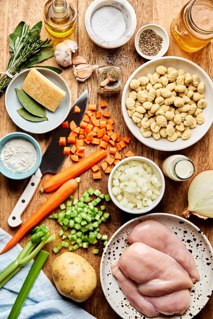 Ingredients for Creamy-Chicken-and-Gnocchi-Soup