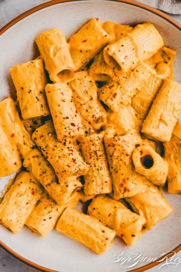 close up Cottage Cheese Pumpkin Pasta Bake
